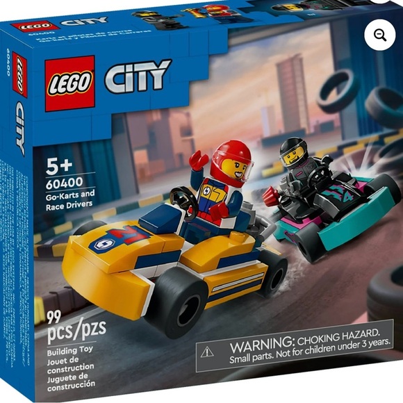 LEGO City Go-Karts and Race Drivers Toy Playset - 2 Driver Minifigures, Race Car - Picture 2 of 6